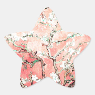 Van Gogh Almond Blossoms Peach Star Sticker