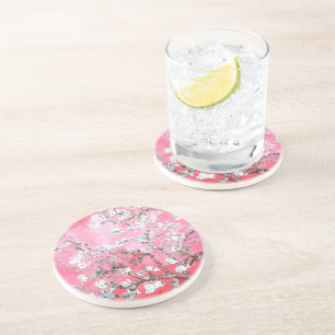 Van Gogh Almond Blossoms Pink Blue Coaster
