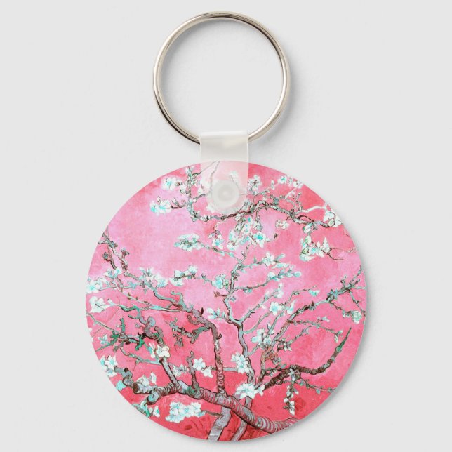 Van Gogh Almond Blossoms Pink Blue Key Ring (Front)
