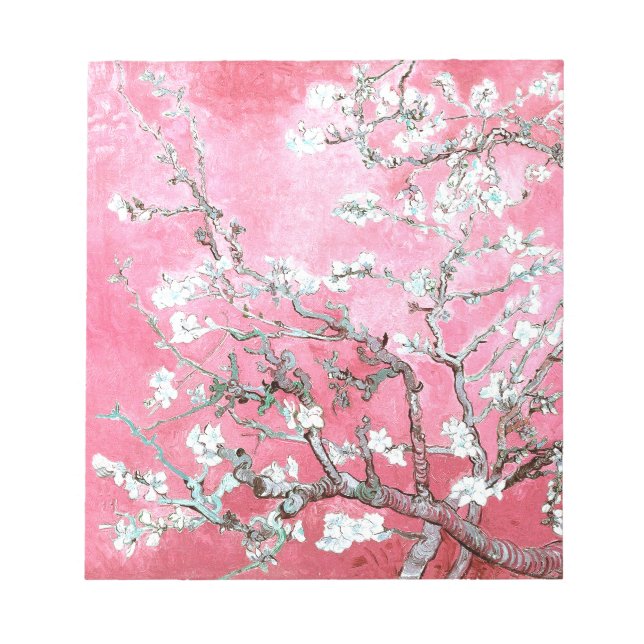Van Gogh Almond Blossoms Pink Blue Notepad (Front)