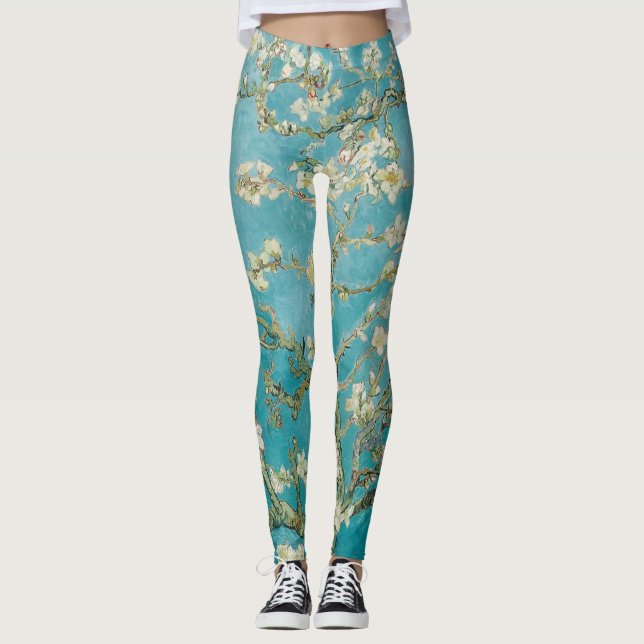 Van Gogh Almond Blossoms/Purple/St. Remy Leggings (Front)