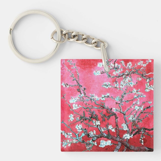 Van Gogh Almond Blossoms Red blue  Key Ring (Front)