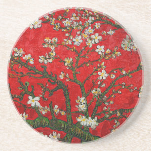 Van Gogh Almond Blossoms Red Coaster
