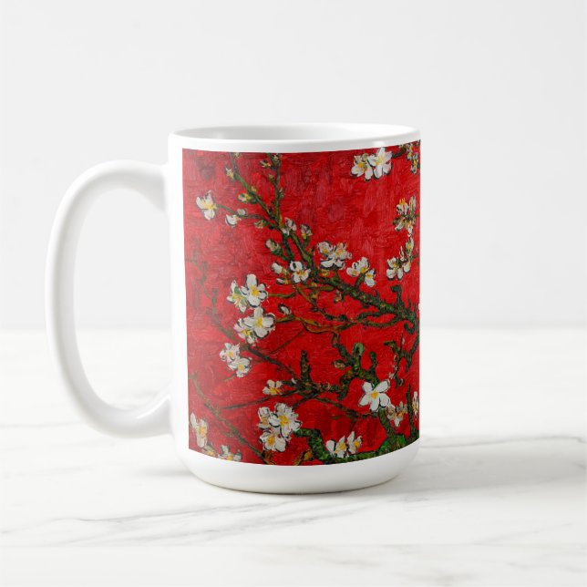 Van Gogh Almond Blossoms Red Coffee Mug (Left)