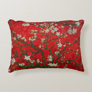 Van Gogh Almond Blossoms Red Decorative Cushion