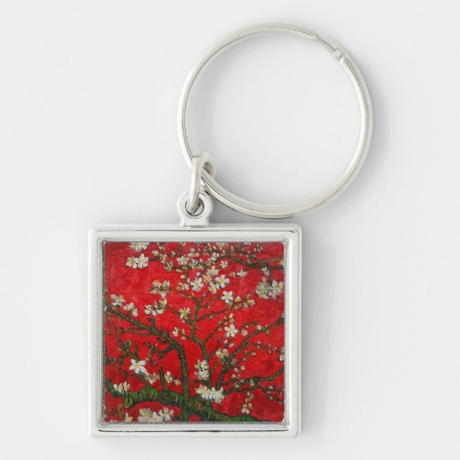 Van Gogh Almond Blossoms Red Key Ring (Front)