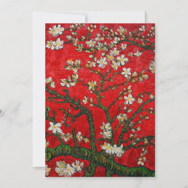Van Gogh Almond Blossoms Red Save The Date (Front)
