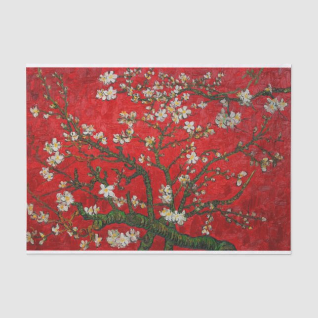 Van Gogh Almond Blossoms Red Tissue Paper (Front)