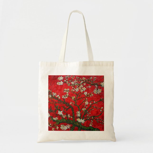 Van Gogh Almond Blossoms Red Tote Bag (Front)