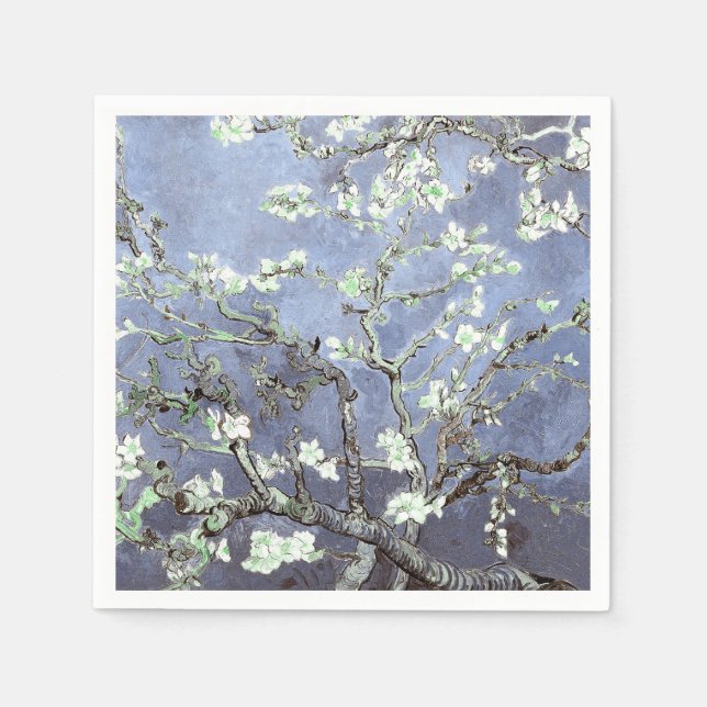 Van Gogh Almond Blossoms Steel Blue Napkin (Front)