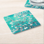 Van Gogh Almond Blossoms Turquoise Square Paper Coaster<br><div class="desc">Turquoise Almond Blossoms Gifts for Wedding Party, Baby Shower, or Spring Party: Celebrate your special occasions with the enchanting beauty of Vincent Van Gogh's Almond Blossoms. Our Turquoise Almond Blossoms Gifts are the perfect tokens of appreciation for your wedding party, baby shower, or spring party guests. Each gift showcases the...</div>