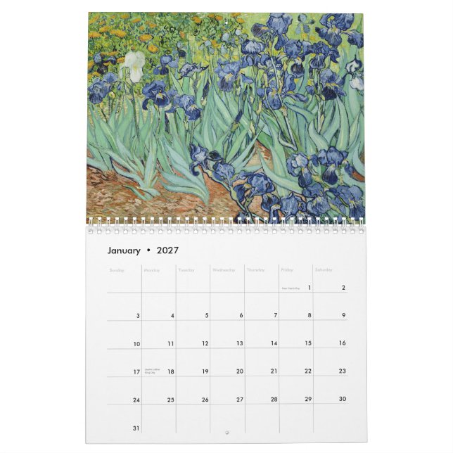 Van gogh art calendar (Jan 2027)