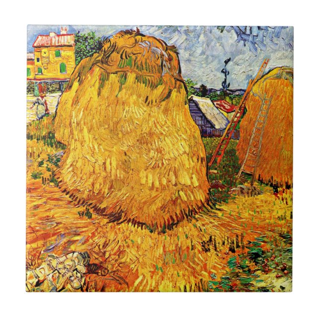 Van Gogh art: Haystacks in Provence Tile (Front)