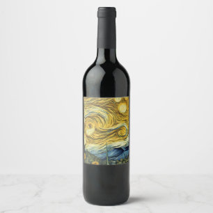 Van Gogh art idea Wine Label