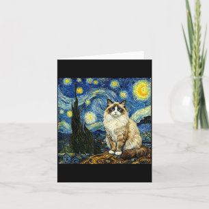 Van Gogh Art Starry Night - Funny Ragdoll Cat Arti Card