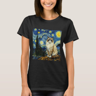 Van Gogh Art Starry Night - Funny Ragdoll Cat Arti T-Shirt
