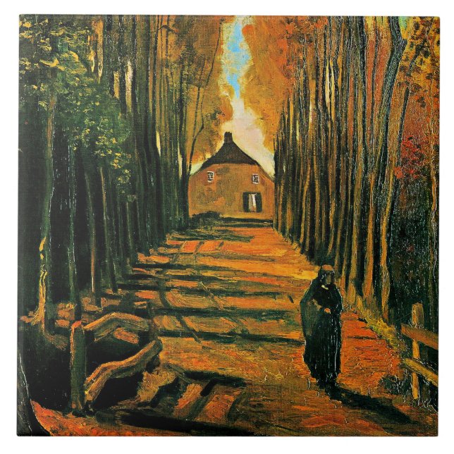 Van Gogh, Avenue of Poplars at Sunset, Tile (Front)