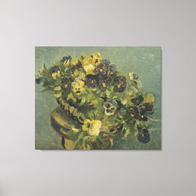 Van Gogh Basket of Pansies on a Small Table Canvas Print (Front)