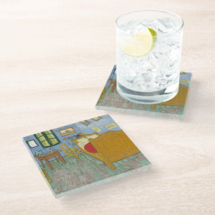 Van Gogh Bedroom in Arles - Classic Yellow & Blue Glass Coaster