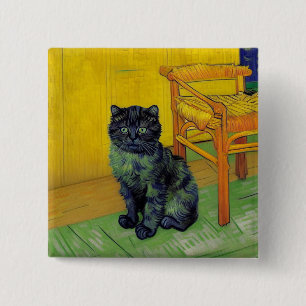 Van Gogh Black Cat 15 Cm Square Badge