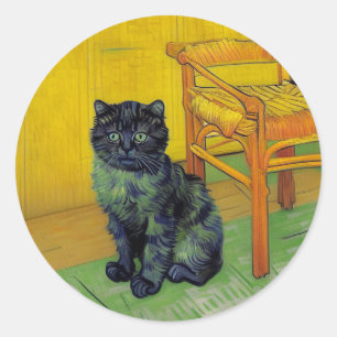 Van Gogh Black Cat Classic Round Sticker
