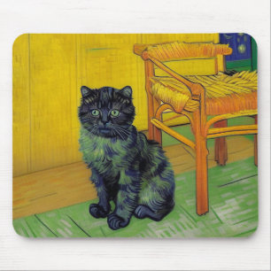 Van Gogh Black Cat Mouse Pad