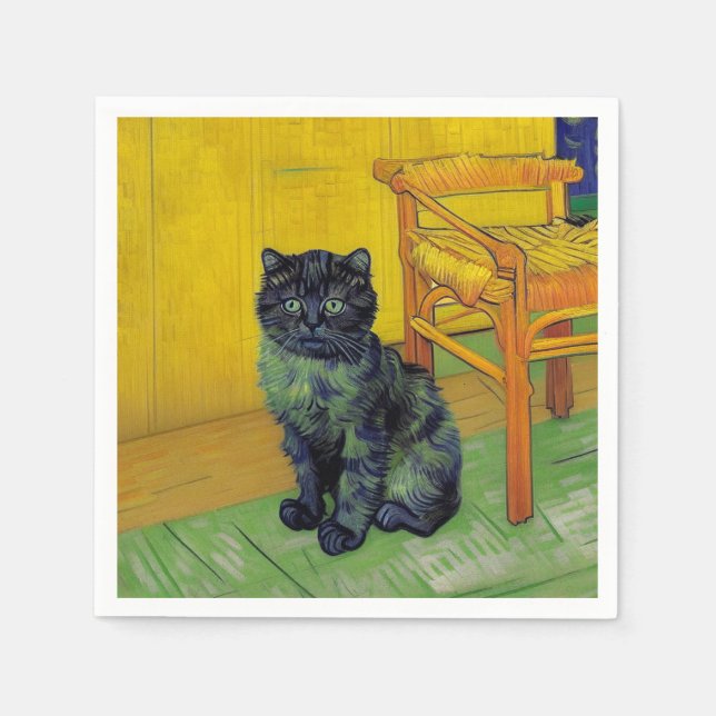 Van Gogh Black Cat Napkin (Front)