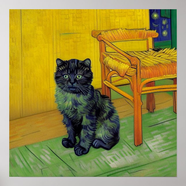 Van Gogh Black Cat Poster (Front)