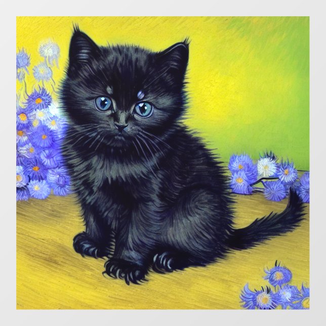 Van Gogh Black Cat Purple Flowers (Sheet)