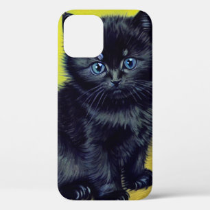 Van Gogh Black Cat Purple Flowers iPhone 12 Case