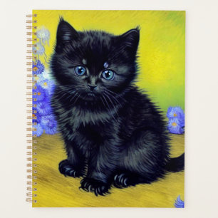 Van Gogh Black Cat Purple Flowers Planner
