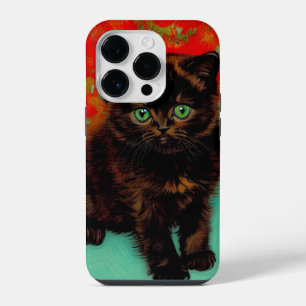 Van Gogh Black Cat Red Flowers iPhone 14 Pro Case