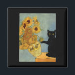 Van Gogh Black Cat With Sunflowers 8647 Subtle Res Magnet<br><div class="desc">Van Gogh Black Cat With Sunflowers 8647 Subtle Resist Trump</div>