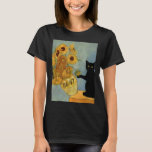 Van Gogh Black Cat With Sunflowers 8647 Subtle Res T-Shirt<br><div class="desc">Van Gogh Black Cat With Sunflowers 8647 Subtle Resist Trump</div>