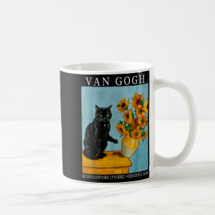 Van Gogh Black Cat With Sunflowers Funny Cat Meme  Coffee Mug