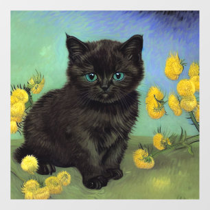 Van Gogh Black Cat Yellow Flowers