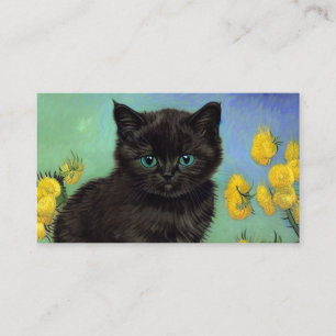 Van Gogh Black Cat Yellow Flowers Enclosure Card
