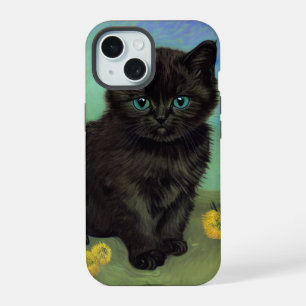 Van Gogh Black Cat Yellow Flowers iPhone 15 Case