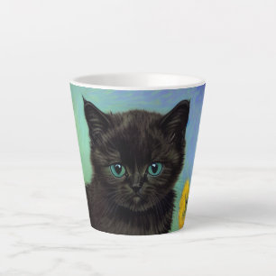 Van Gogh Black Cat Yellow Flowers Latte Mug