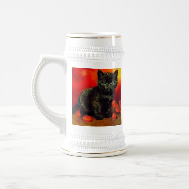 Van Gogh Black Kitten Beer Stein (Left)