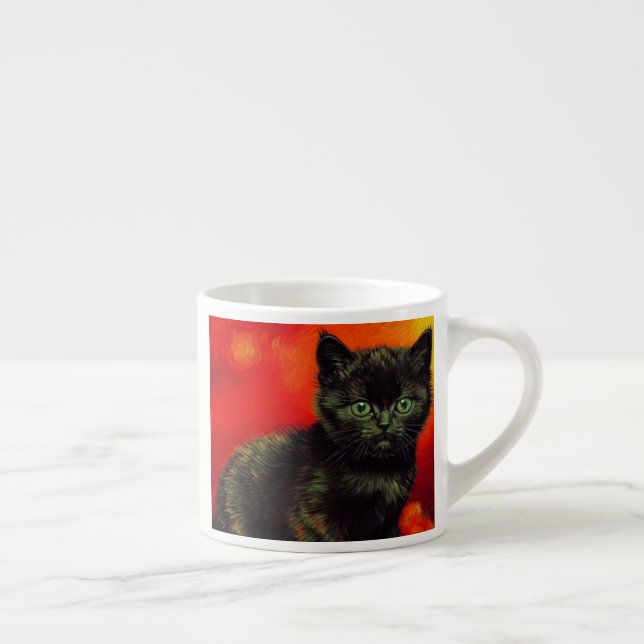 Van Gogh Black Kitten Espresso Cup (Right)