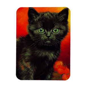 Van Gogh Black Kitten Magnet