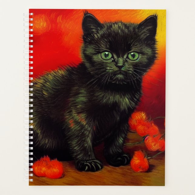 Van Gogh Black Kitten Planner (Front)