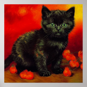 Van Gogh Black Kitten Poster