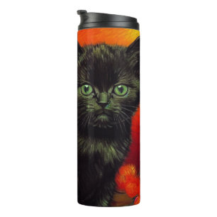 Van Gogh Black Kitten Thermal Tumbler