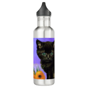 Van Gogh Black Kitten with Sunflowers 710 Ml Water Bottle