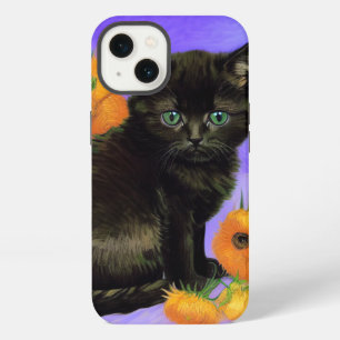 Van Gogh Black Kitten with Sunflowers iPhone 13 Case