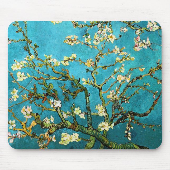 Van Gogh Blossoming Almond Tree Fine Art Mouse Pad (Front)