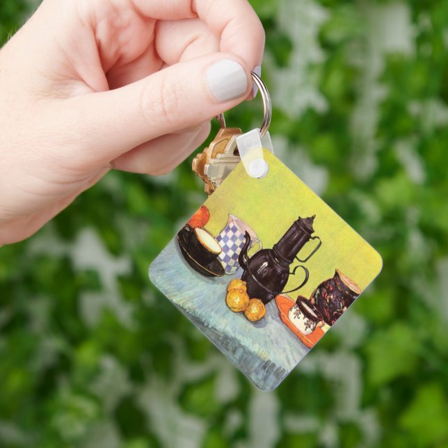 Van Gogh Blue Enamel Coffeepot, Earthenware, Fruit Key Ring (Hand)