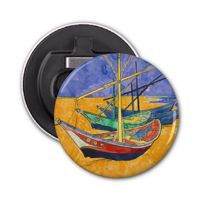 Van Gogh Boats Impressionism Beach Bottle Opener (Front)